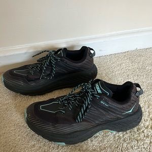 Lightly used black hoka hiking shoes, size 8